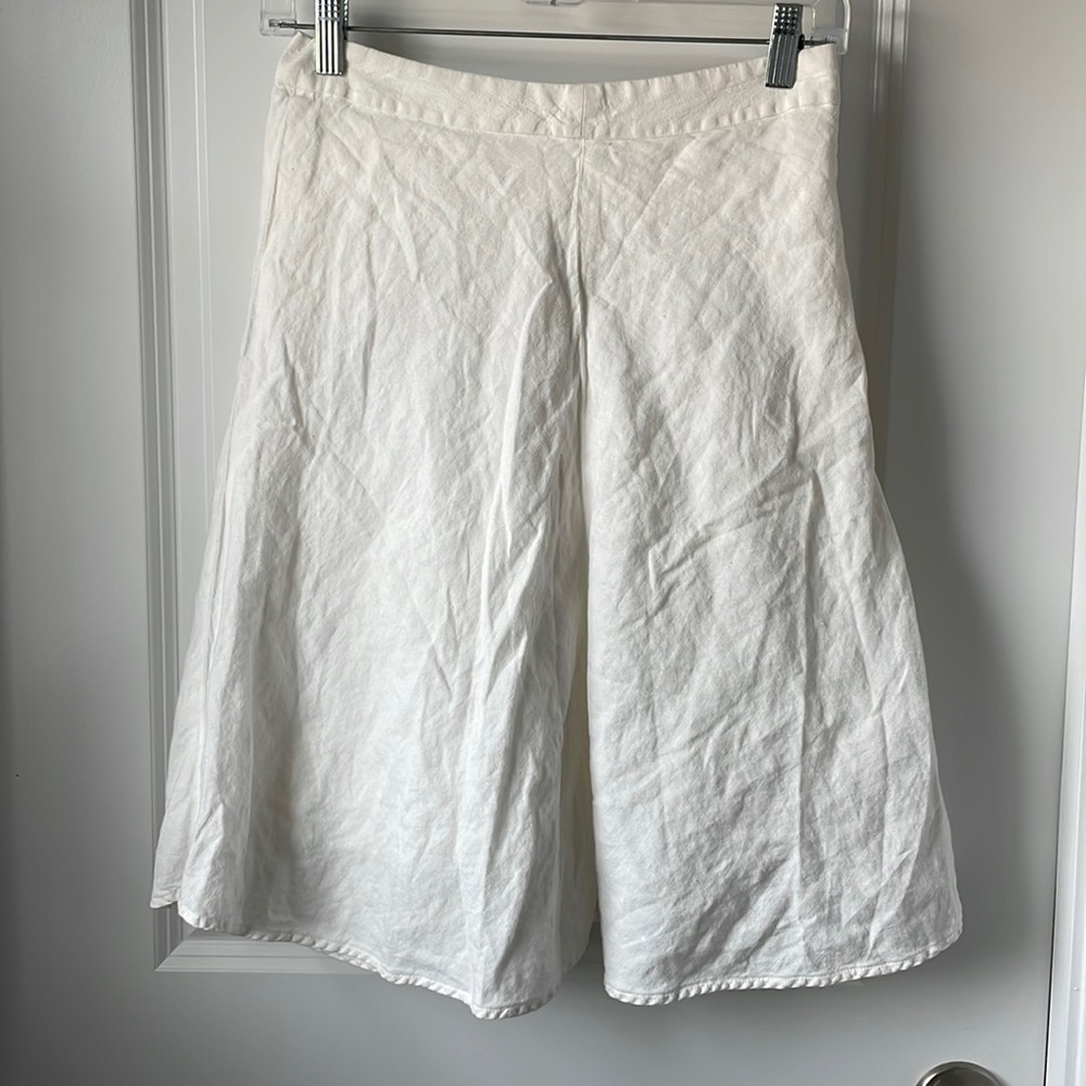 Banana Republic White 100% Cotton Fluted Linen Midi Skirt Size 0